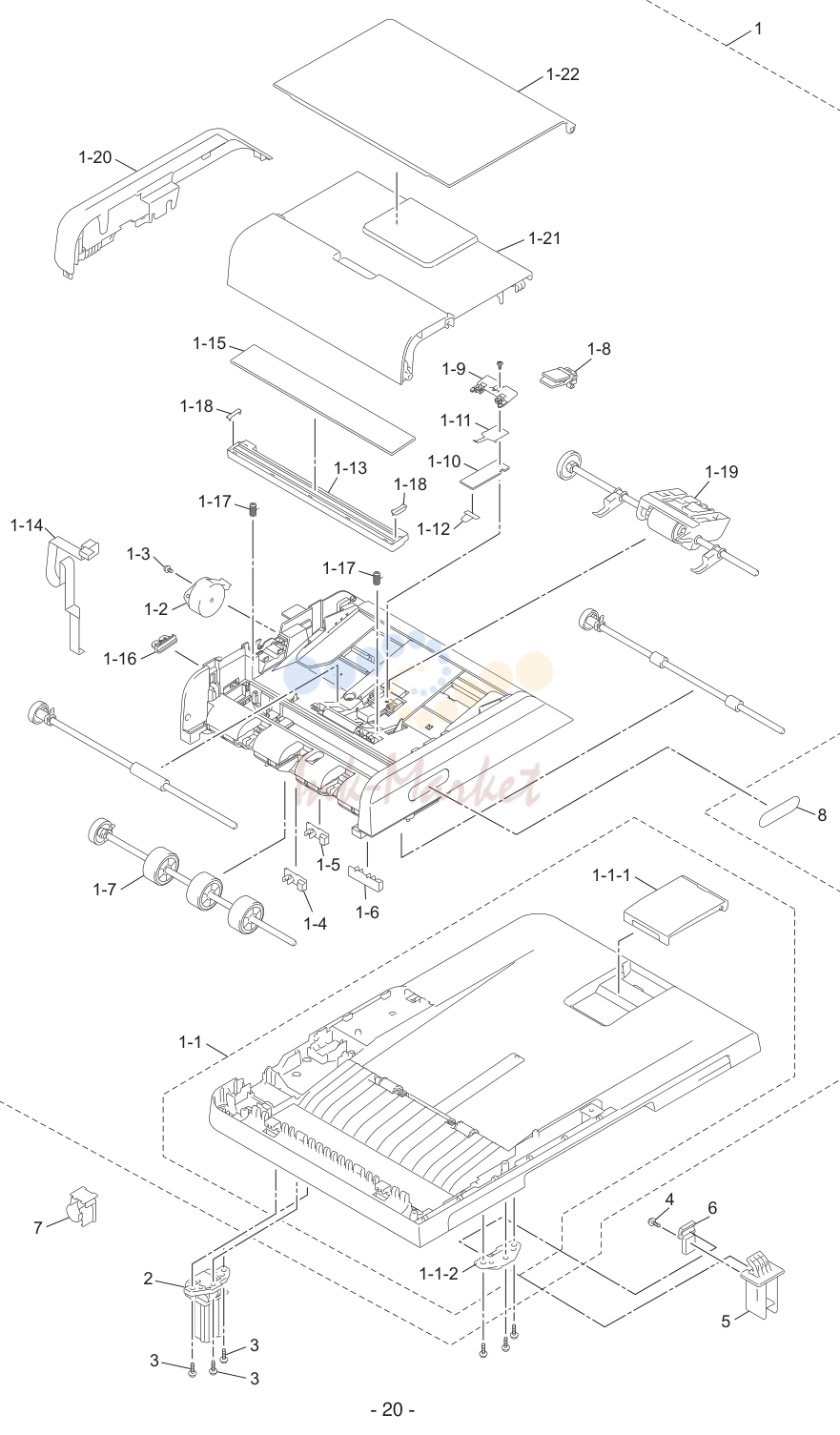 8. 1 LX9785001 1 ADF UNIT(SP), DCP-8110D/8110DN/8112DN/MFC-8510DN/8512DN/8515DN