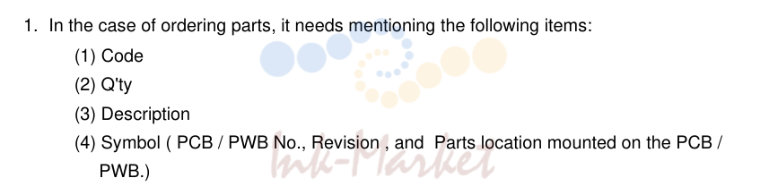 1. NOTE FOR USING THIS PARTS REFERENCE LIST