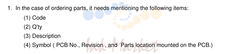 1. NOTE FOR USING THIS PARTS REFERENCE LIST