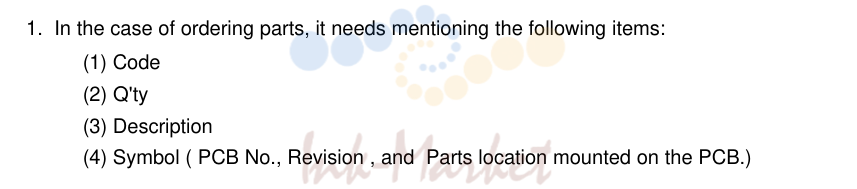 1. NOTE FOR USING THIS PARTS REFERENCE LIST