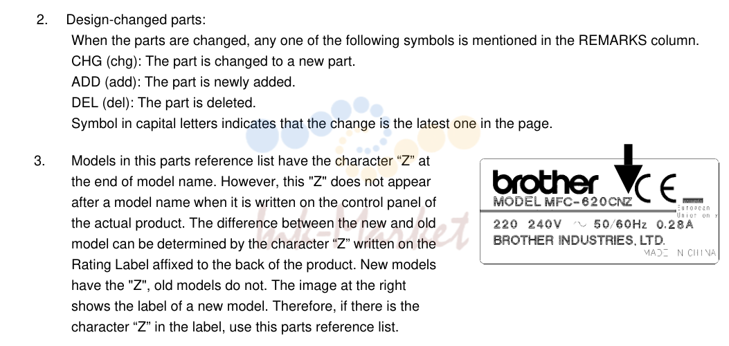 1. NOTES FOR USING THIS PARTS REFERENCE LIST
