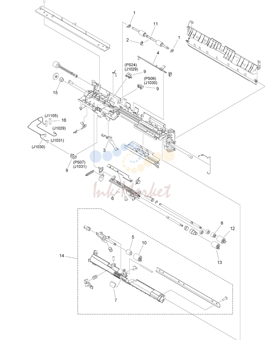21. Figure 311 PAPER PICK-UP ASSEMBLY (LARGE)