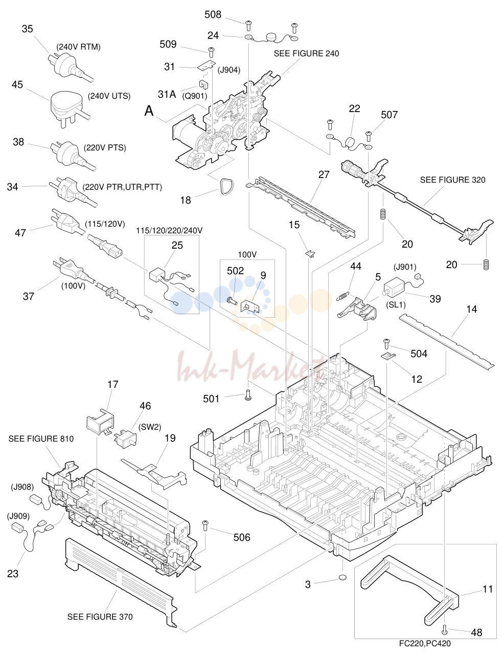 4. FIGURE 102 LOWER MAIN BODY (FC220,PC420,PC430)(1/2)