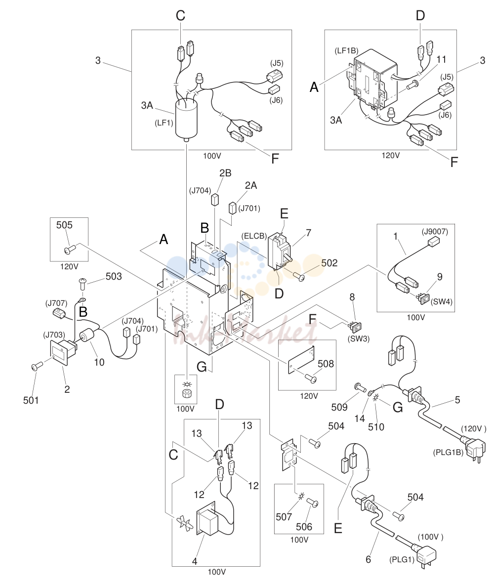 POWER CORD TERMINAL в сборе (100/120V)
