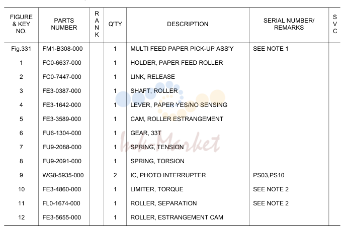 MULTI FEED PAPER PICK-UP ASS'Y