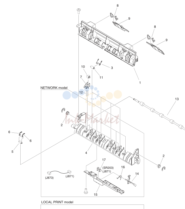 18. FM1-B317-000 1 PAPER DELIVERY ASSEMBLY NETWORK model