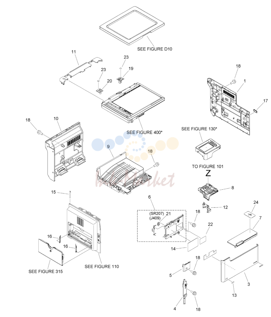 4. Figure 100B EXTERNAL COVERS, PANELS, ETC. (iR 2425)