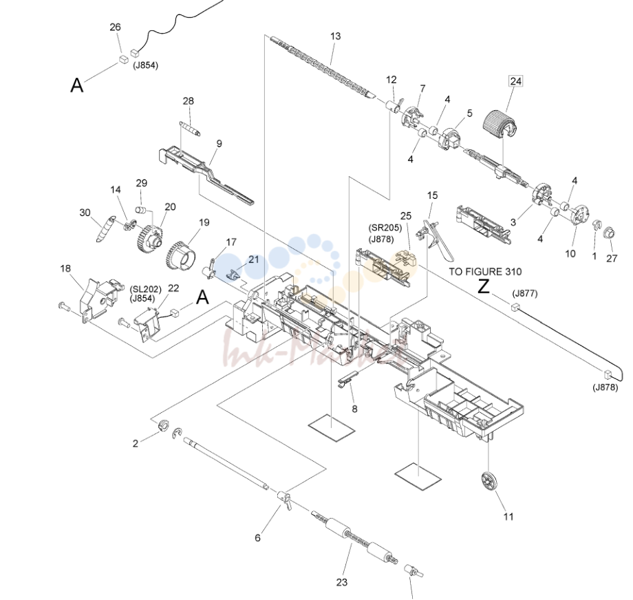 14. Figure 311 PAPER PICK-UP ASSEMBLY
