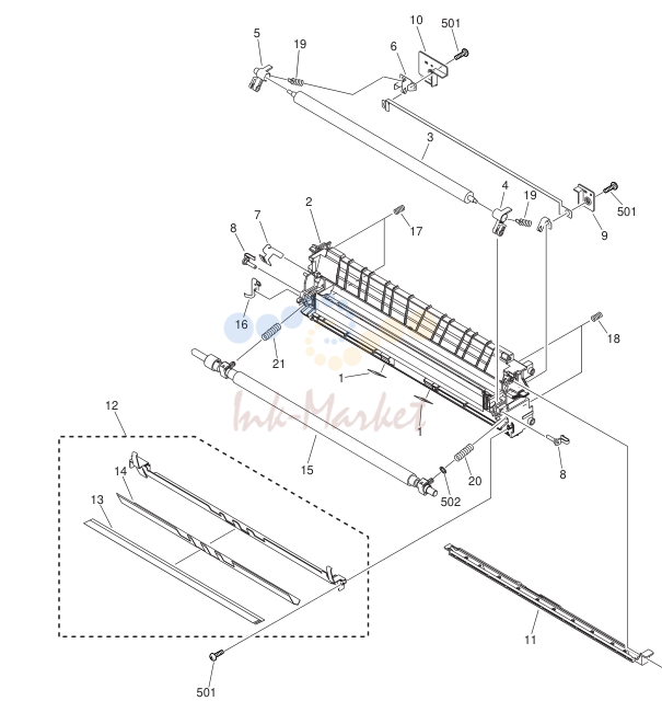12. FM2-0252-000 1 PAPER FEEDER FRAME ASSEMBLY SEE NOTE