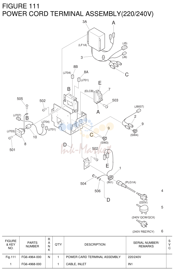 12. FG6-4964-000 N 1 POWER CARD TERMINAL ASSEMBLY