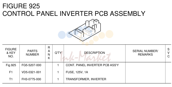 12. FG5-5207-000 1 CONT. PANEL INVERTER PCB ASS'Y