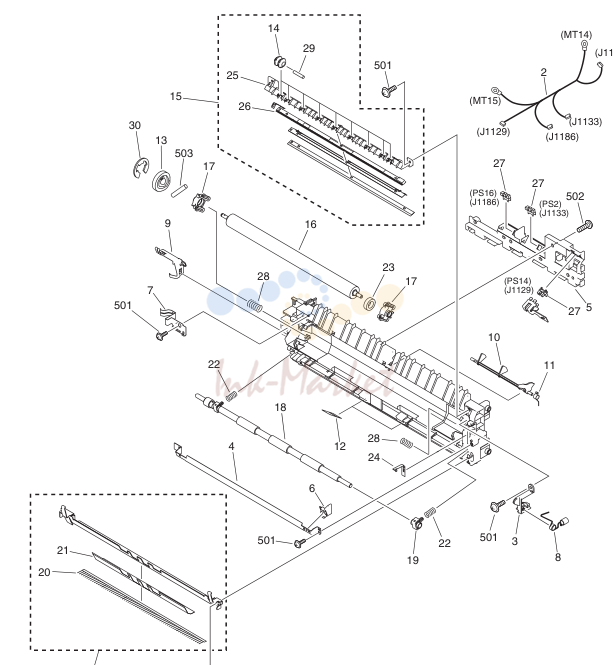 13. FM2-5526-000 1 PAPER FEEDER FRAME ASSEMBLY SEE NOTE
