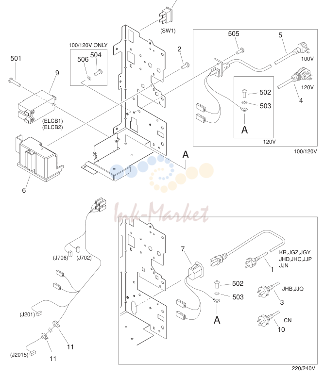 11. FM2-0102-000 1 POWER CORD TERMINAL ASSEMBLY 120V