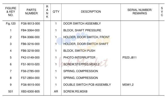 11. FG6-9013-000 1 DOOR SWITCH ASSEMBLY