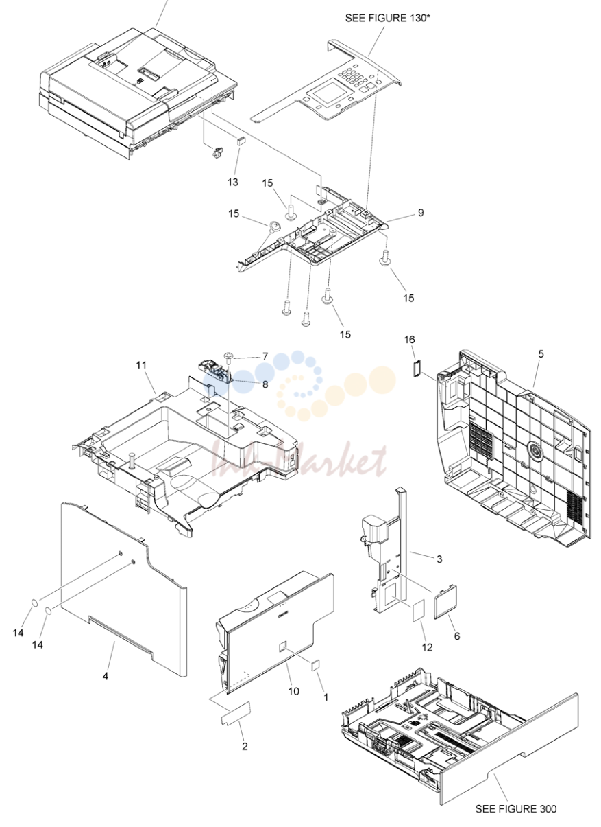 4. Figure 100D EXTERNAL COVERS, PANELS, ETC.(EXCEPT FAX model)