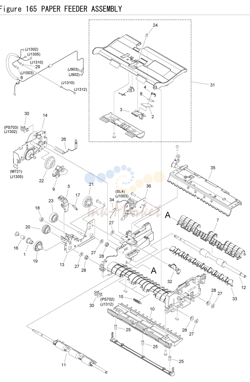 16. Figure 165 PAPER FEEDER ASSEMBLY