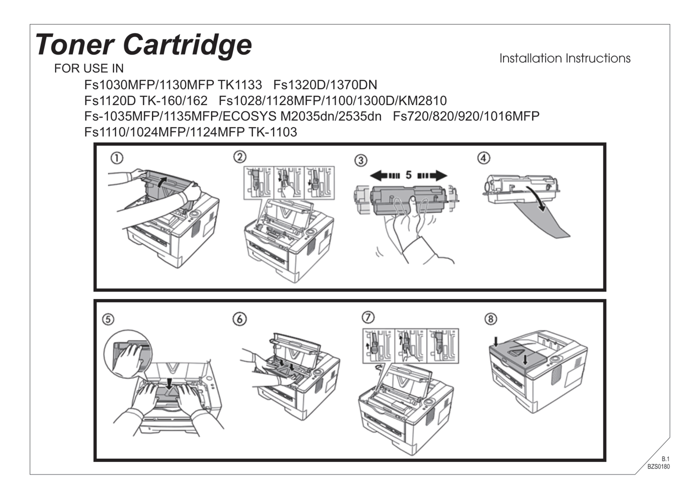 FS-1030MFP / FS-1120D / FS-1035MFP и родственные (TK-1133, TK-160, TK-1103)
