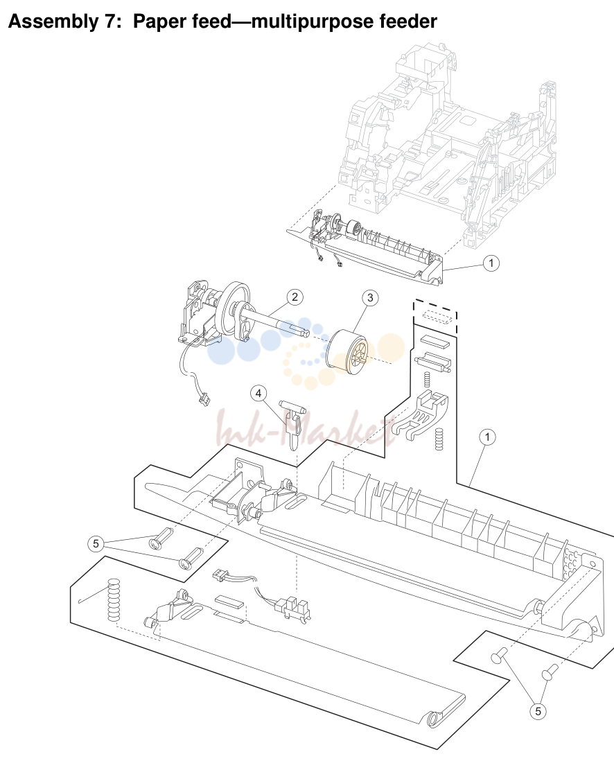 7. Assembly 7: Paper feed-multipurpose feeder