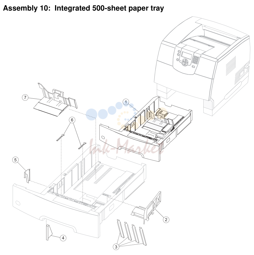 10. Assembly 10: Integrated 500-sheet paper tray