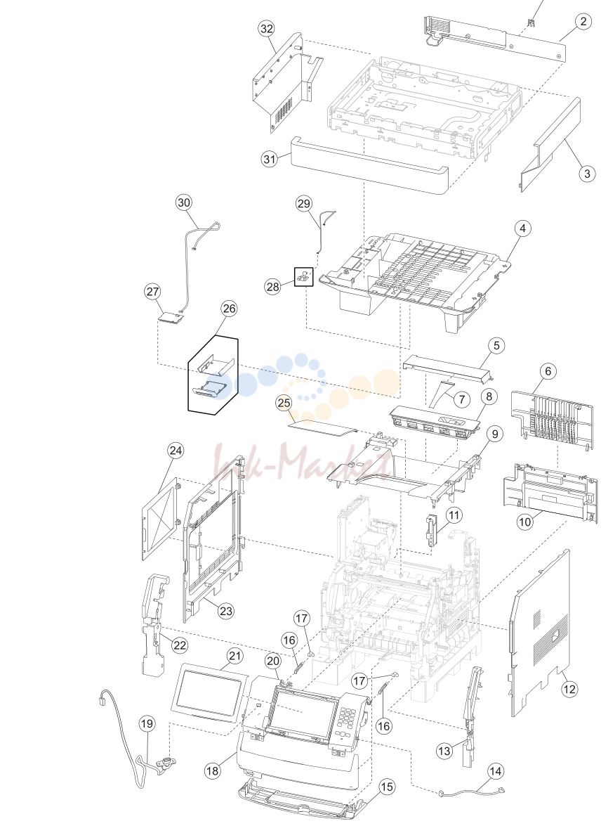 1. Assembly 1: Covers (X651, X652/5535dn, X654, and X656)