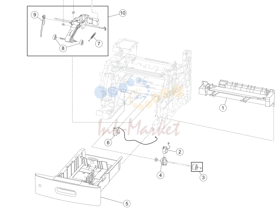 5. Assembly 5: Pick arm and media tray assemblies