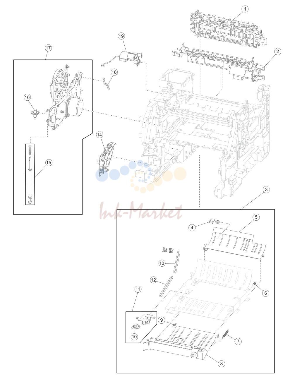 6. Assembly 6: Drive motor assembly, redrive, and duplex