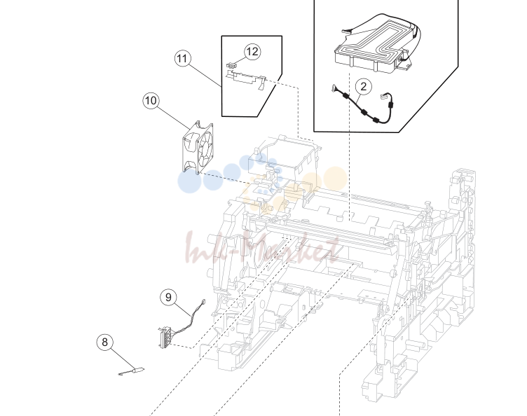 7. Assembly 7: Printhead, charge, and transfer assembly