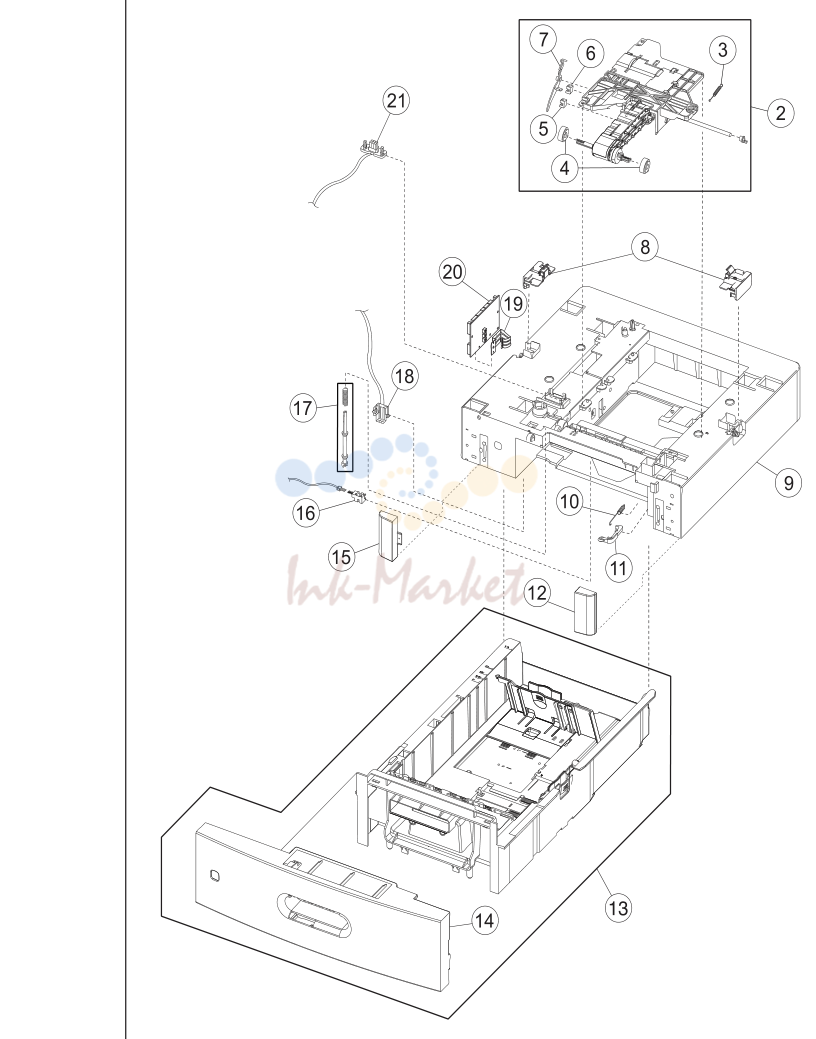 14. Assembly 15: 550 Sheet option tray assembly (X658)