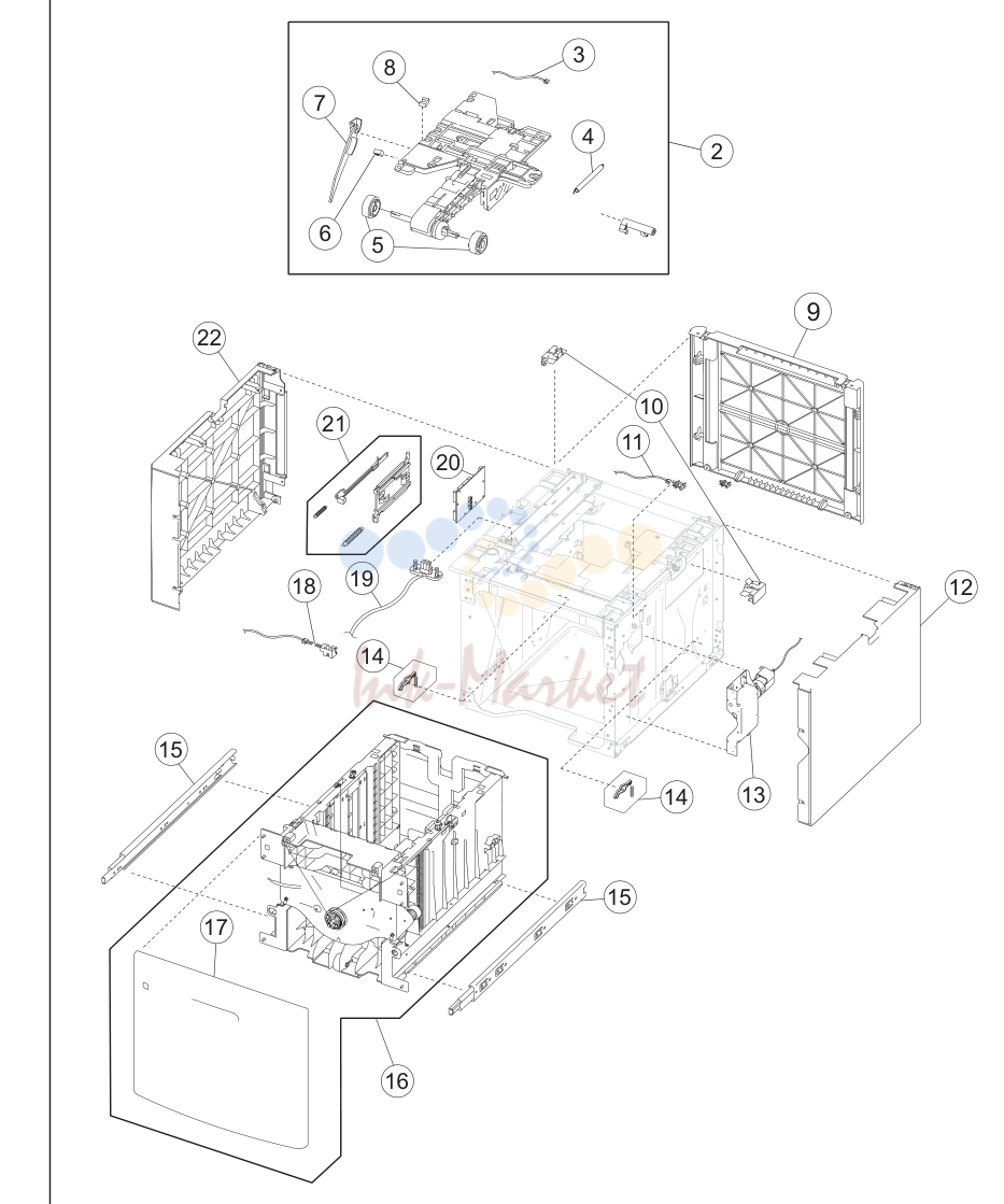 17. Assembly 18: HCIT Sheet option tray assembly (X651, X652/5535dn,