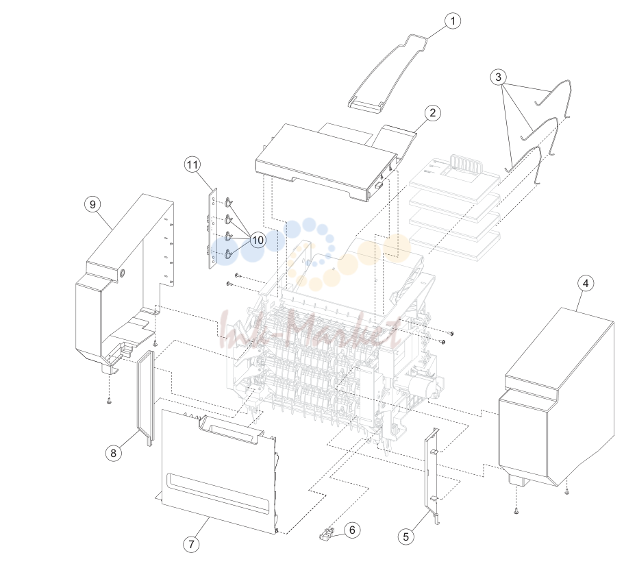 22. Assembly 27: MFP 4-bin mailbox assembly #2