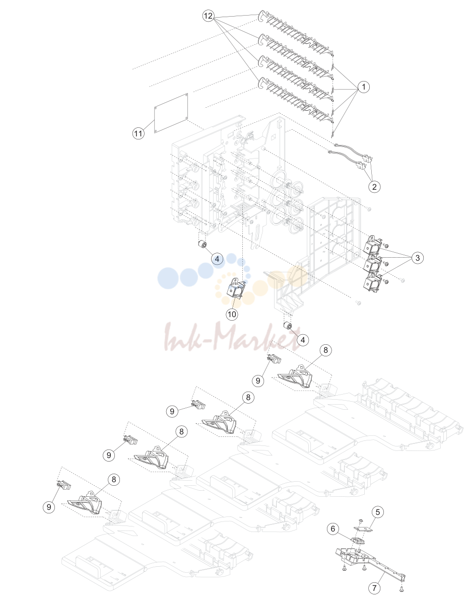 23. Assembly 28: MFP 4-bin mailbox assembly #3