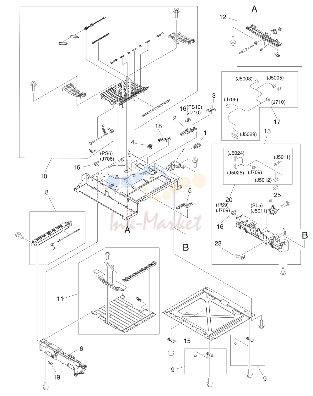 12. Figure 8-15 Lower Frame Assembly - HP3700 (1 of 2)