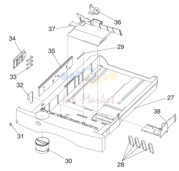 25. Assembly 15: 250 Sheet Tray (continued)