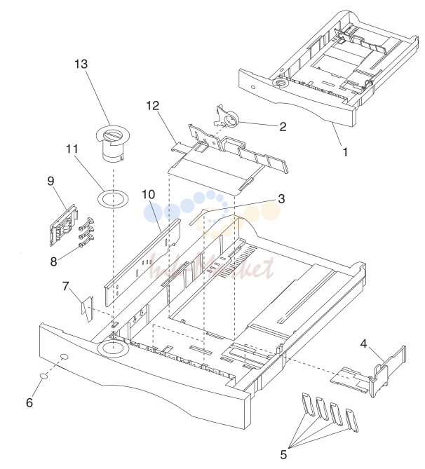 9. Assembly 8: Integrated Paper Tray - 250 Sheet