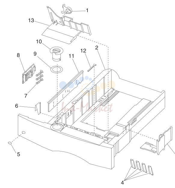 10. Assembly 9: Integrated Paper Tray - 500 Sheet