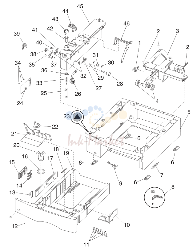 24. Assembly 17: 500 Sheet Tray