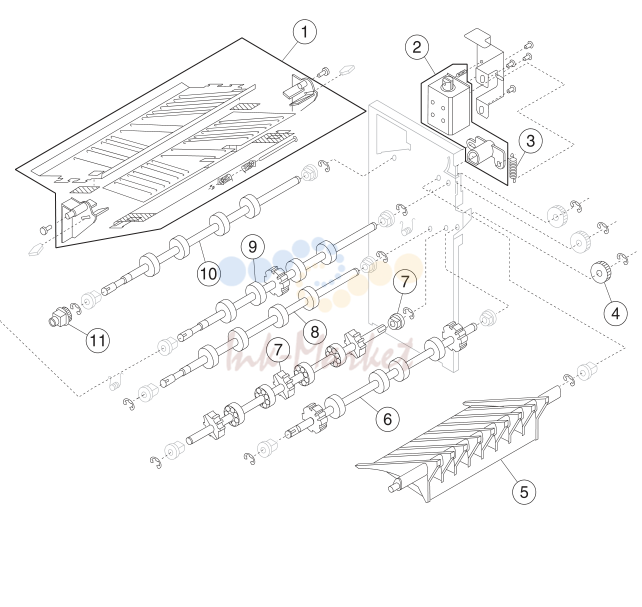 21. Assembly 27: Finisher feed 1