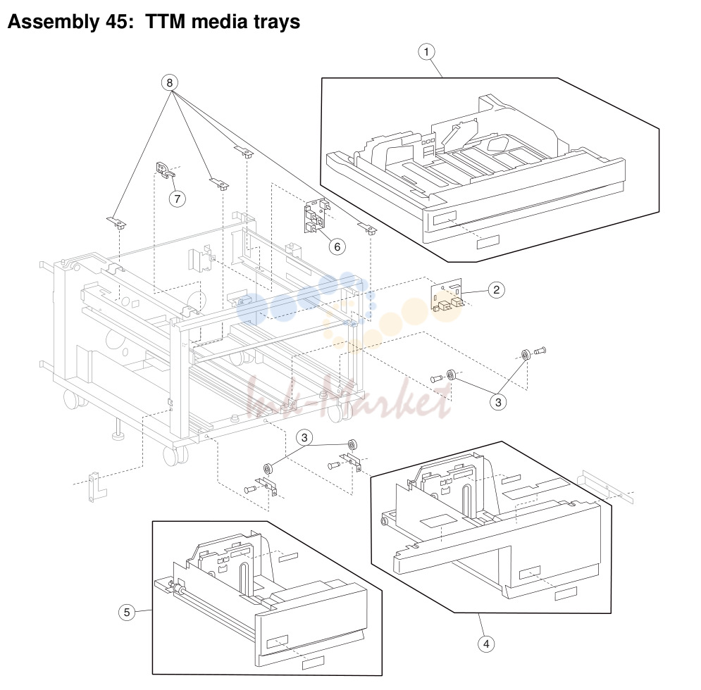 20. Assembly 45: TTM media trays