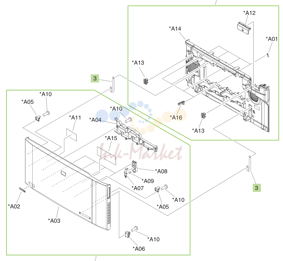 2. Figure 9-2 Printer front-door assembly