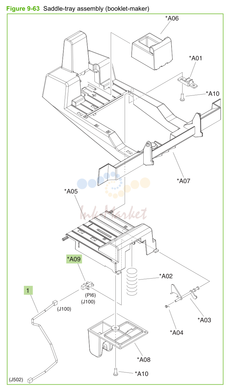 24. Figure 9-63 Saddle-tray assembly (booklet-maker)