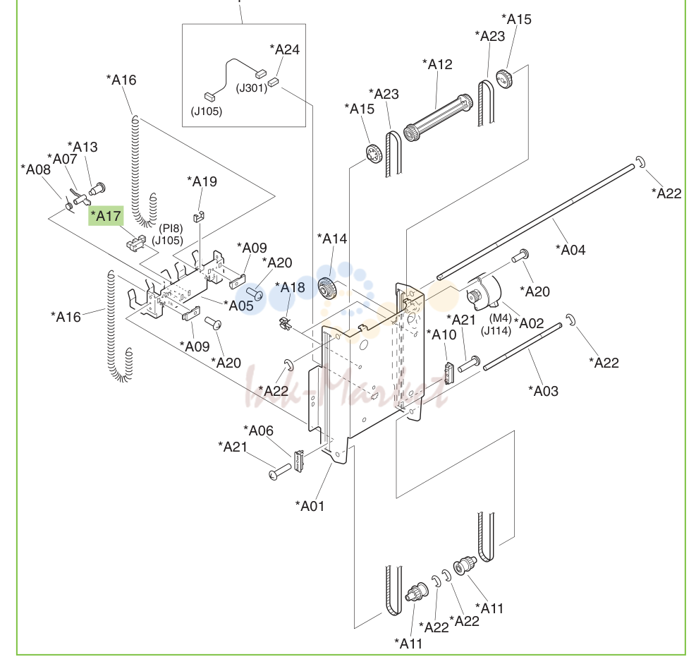 25. Figure 9-69 Inner side-plate assembly (booklet-maker)