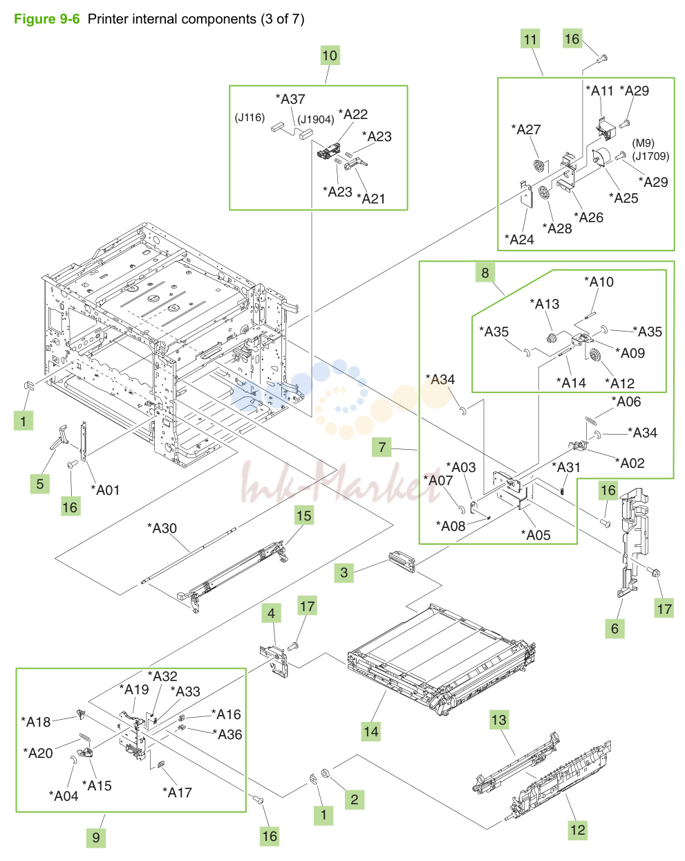 6. Figure 9-6 Printer internal components (3 of 7)