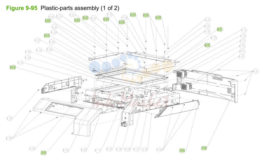 28. Figure 9-95 Plastic-parts assembly (1 of 2)