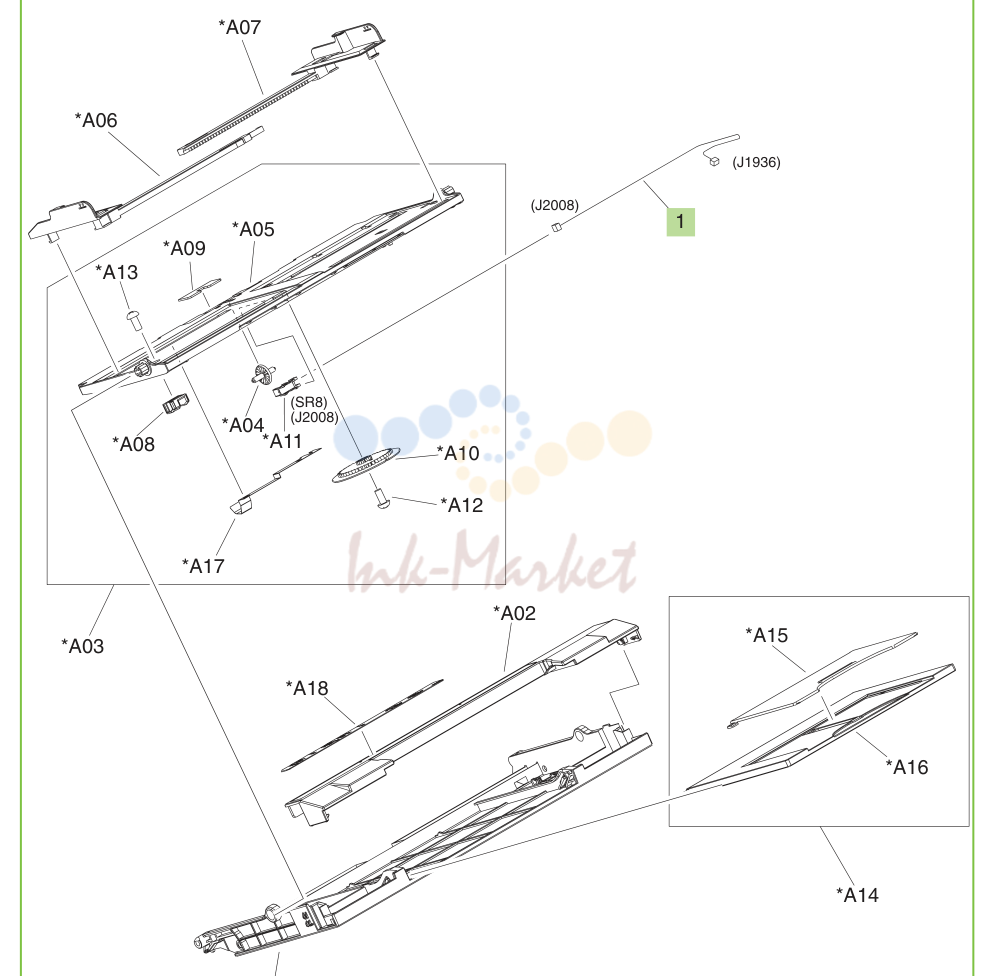 12. Figure 9-16 Printer multi-purpose-tray assembly