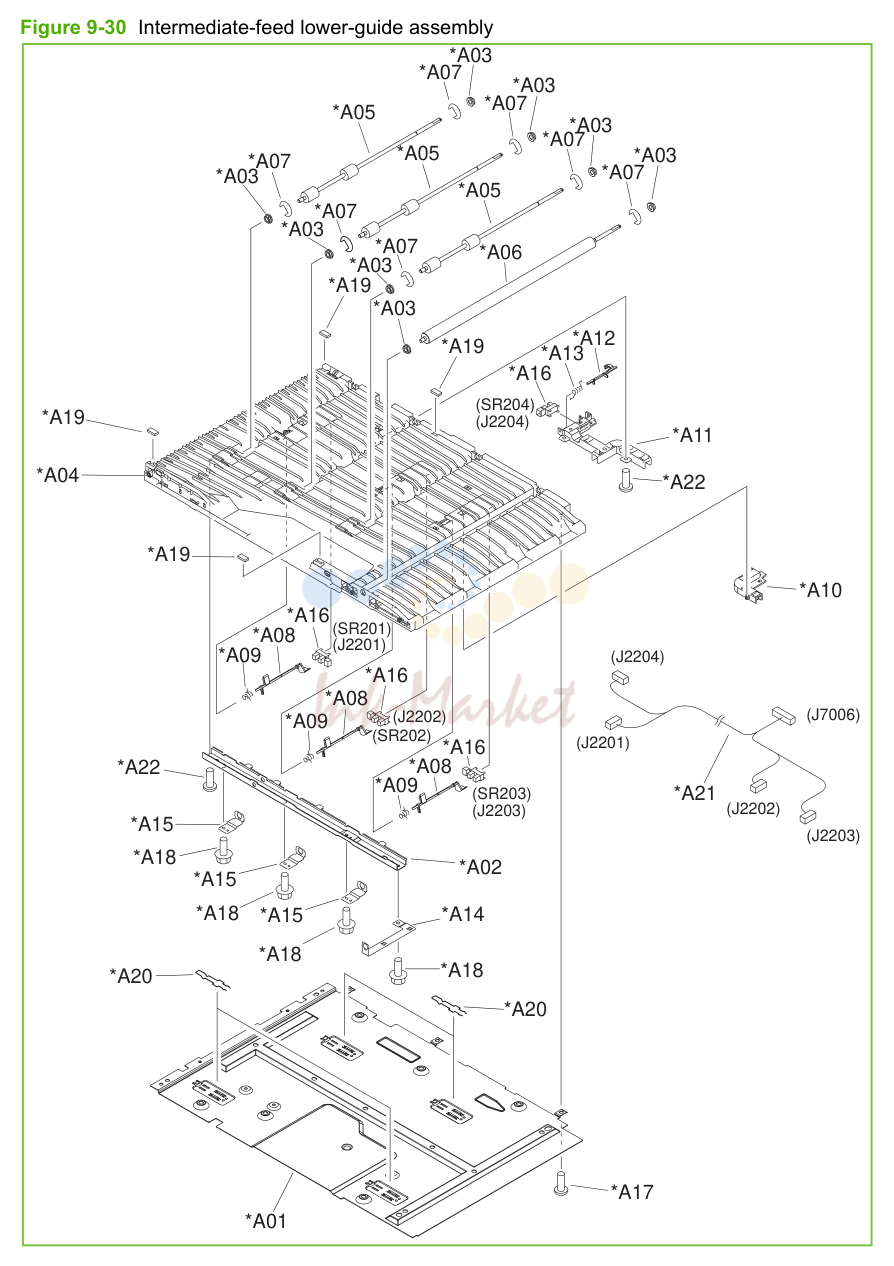 17. Figure 9-30 Intermediate-feed lower-guide assembly