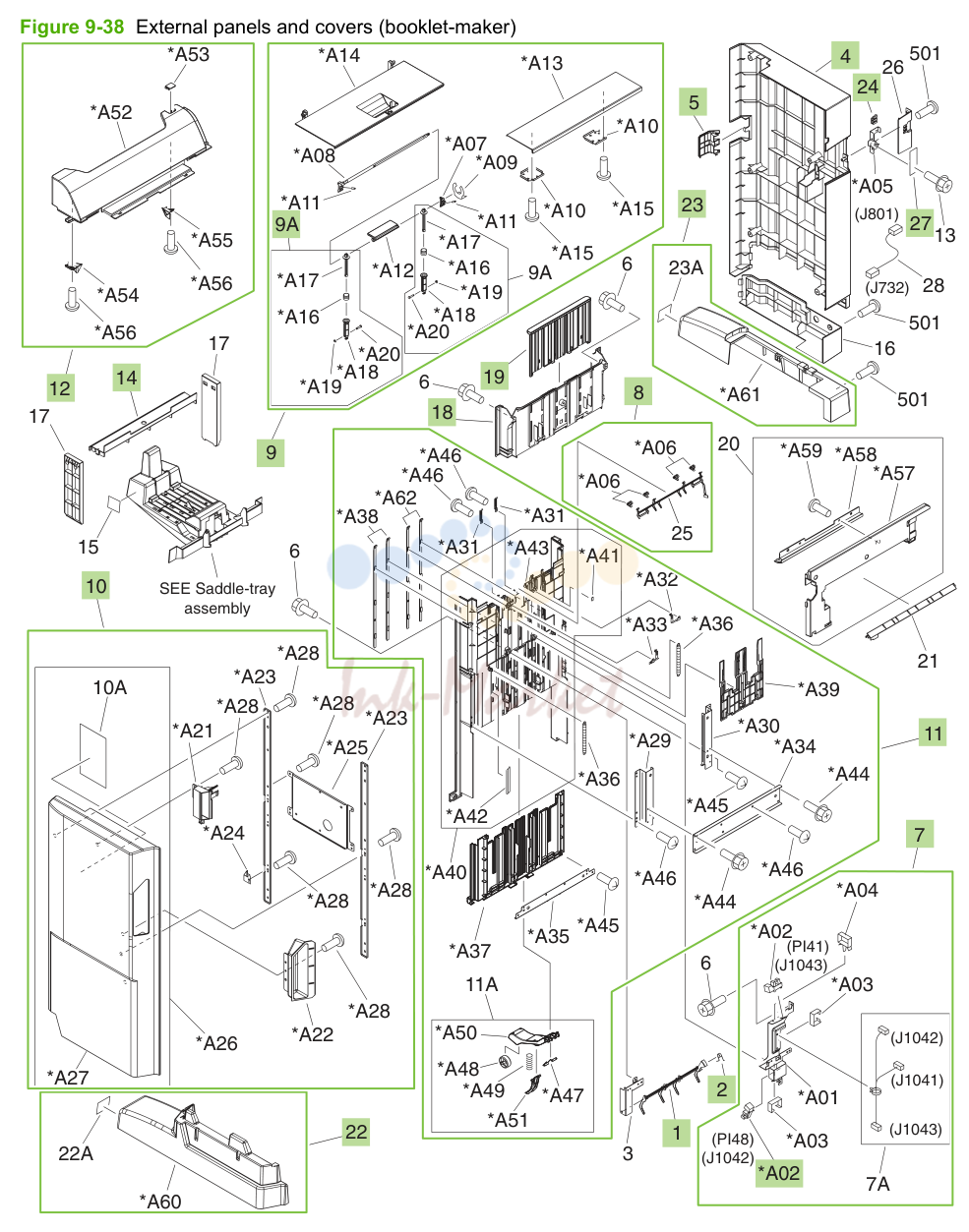 18. Figure 9-38 External panels and covers (booklet-maker)