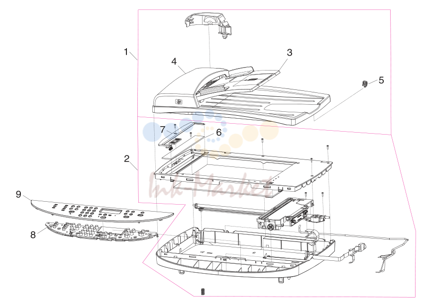 5. Figure 7-8. Major assemblies (HP LaserJet 3020/3030)