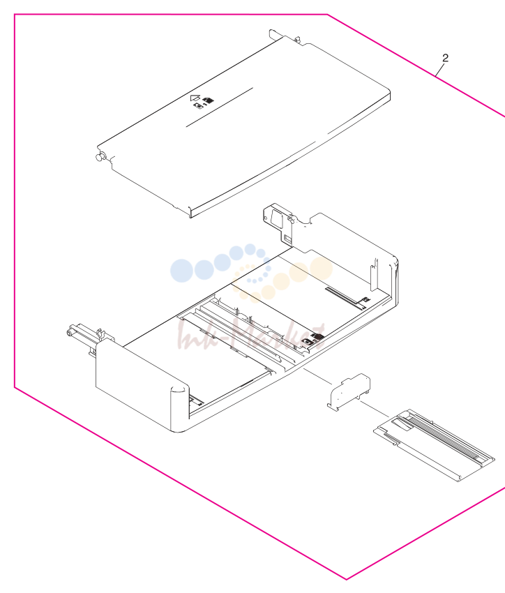 7. Figure 7-10. Pickup and delivery tray assemblies (LJ 3015/3020/3030 printer base)