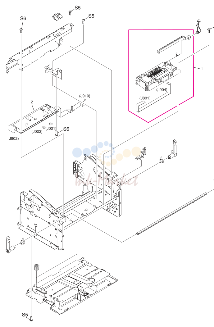 9. Figure 7-13. Internal components 2 of 2 (LJ 3015/3020/3030 printer base)