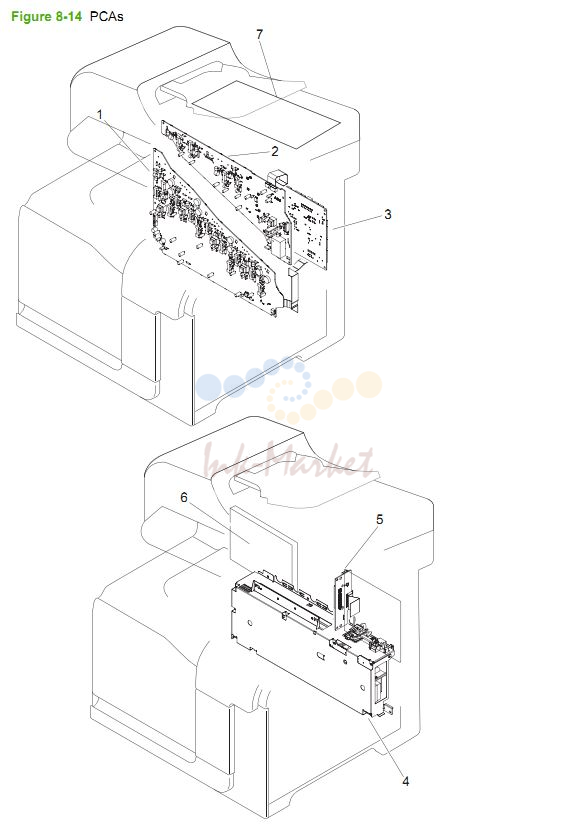 HP CM3530 PCA Printed circuit board assembly printer parts diagram